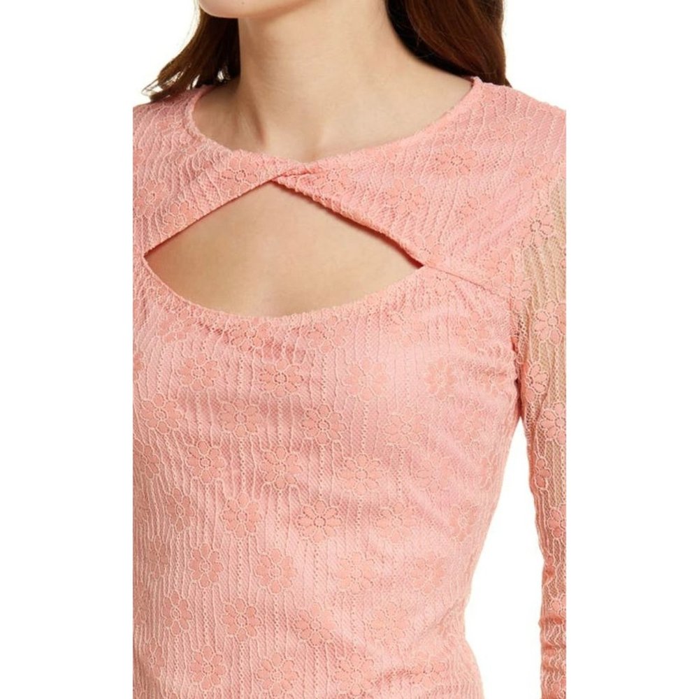 BB Dakota by Steve Madden Long Sleeve Cotton Blend Lace Dress in Orange Crush Si